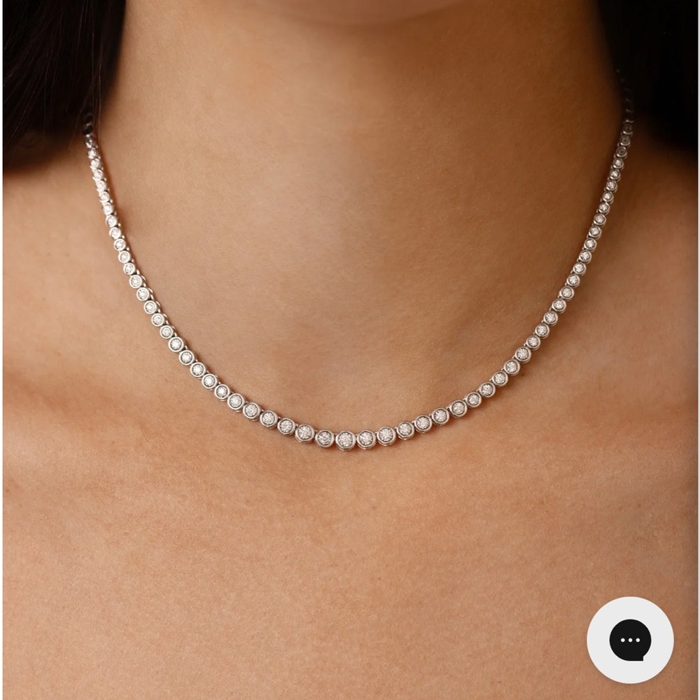 Diamond Tennis Necklace in white gold bezel setting